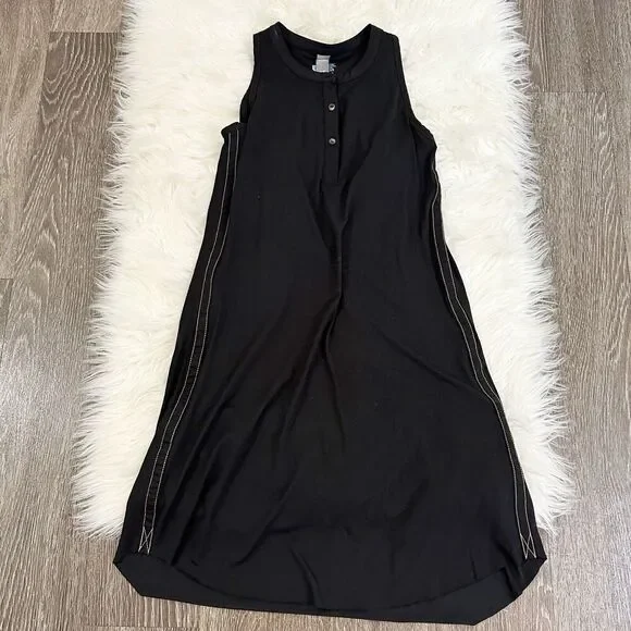 SheFit Womens The Sheila Shift Bra Dress Size 1 XS Black Modal Henley Preppy - Picture 3 of 9